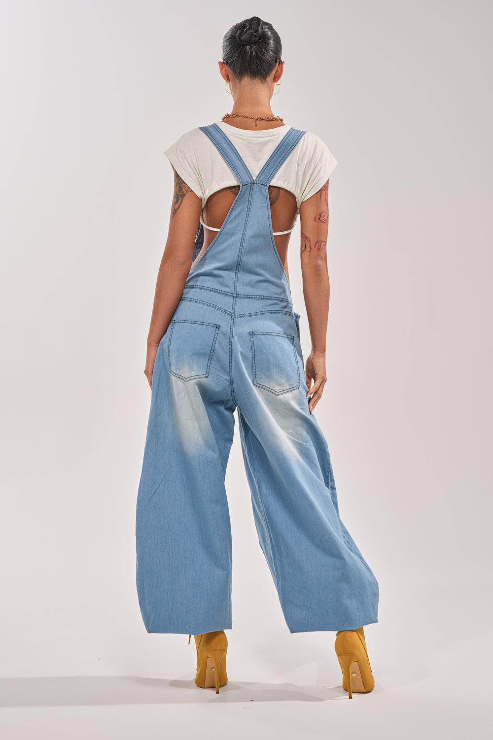 OUT TO PLAY DENIM OVERALL JUMPSUIT