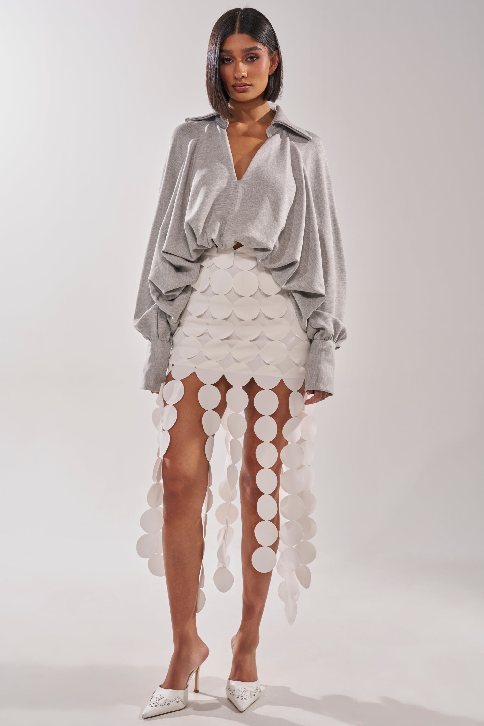 NEW RULES HIGH LOW BLOUSE IN GREY
