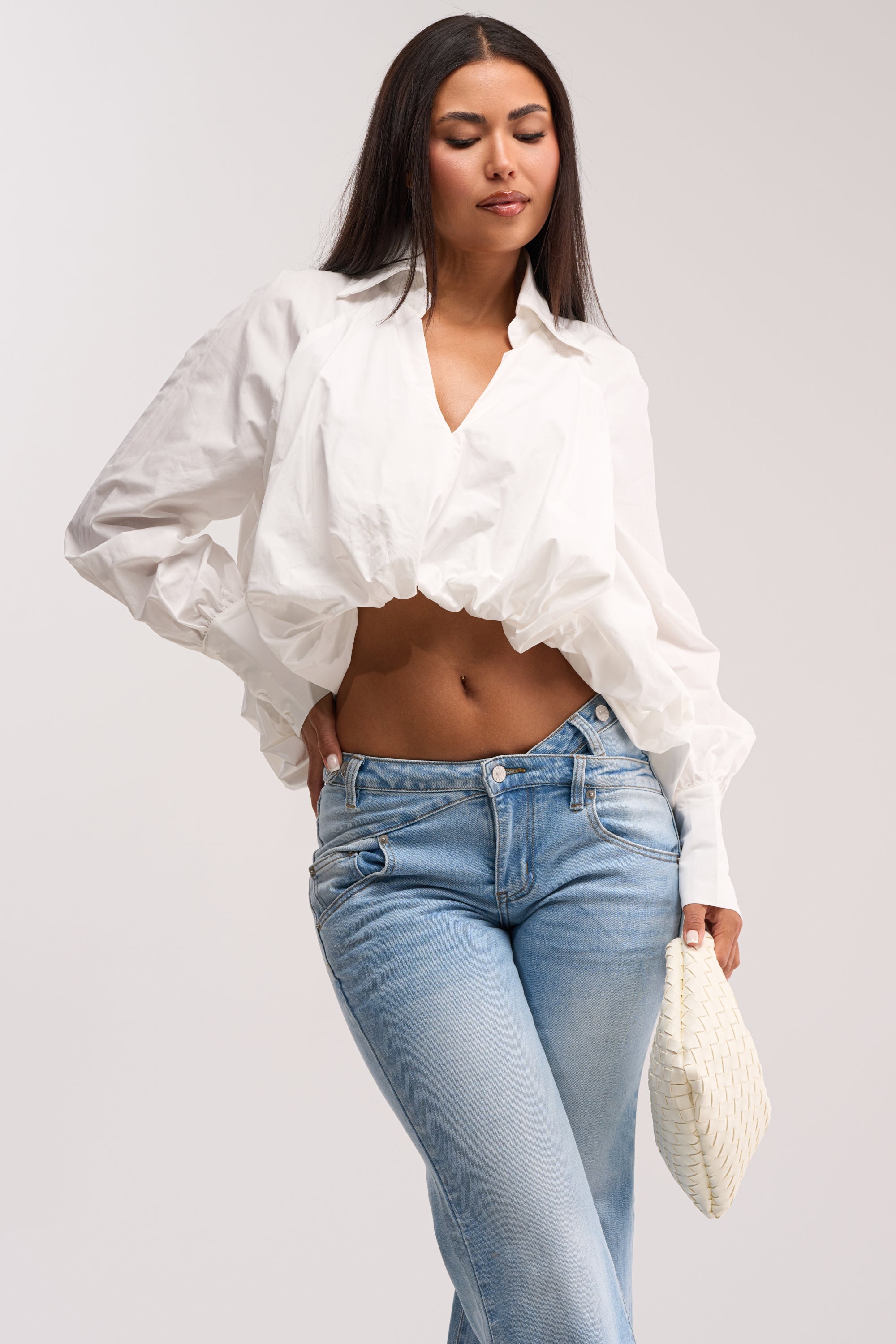 BEST BEHAVIOR HIGH LOW POPLIN TOP