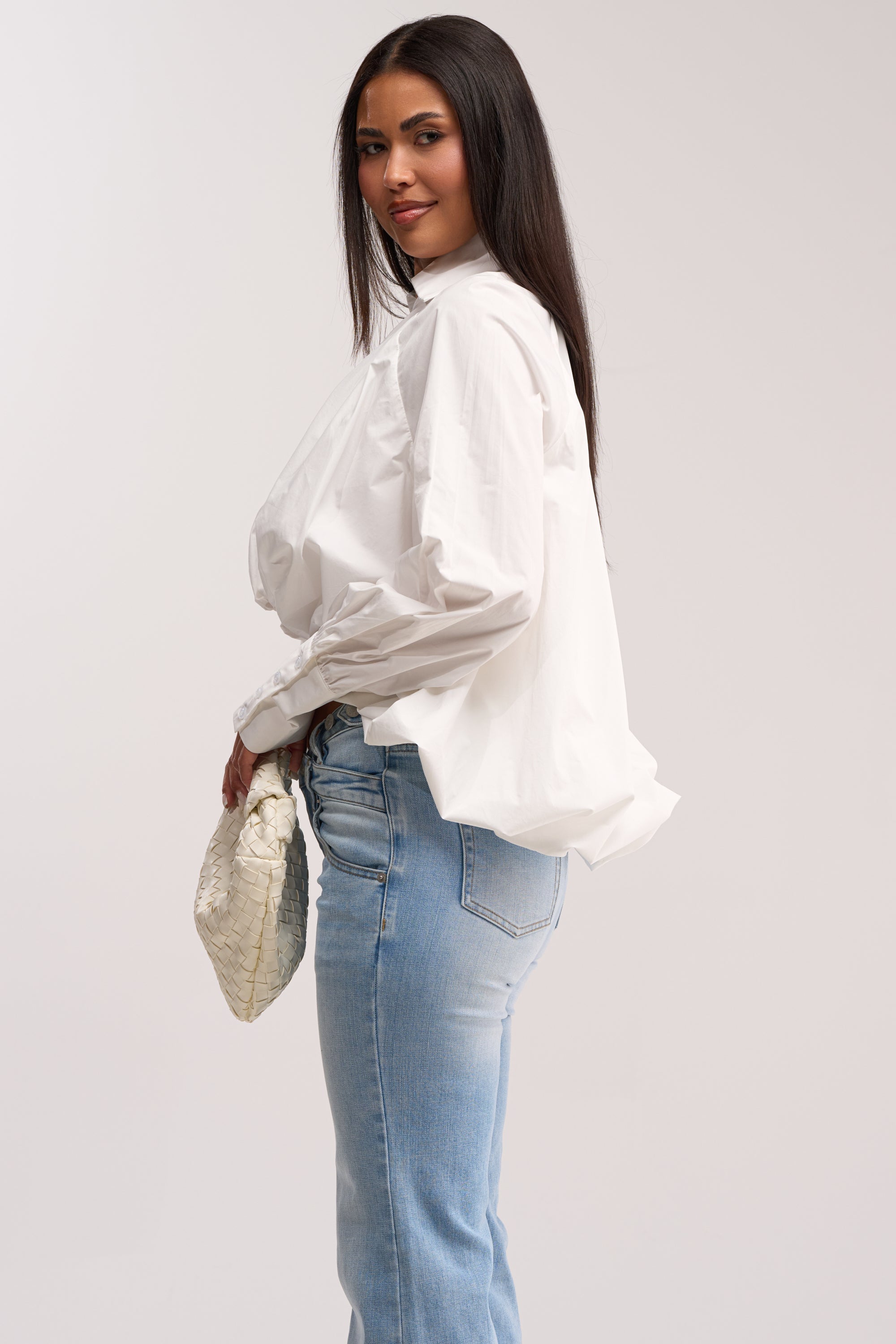 BEST BEHAVIOR HIGH LOW POPLIN TOP