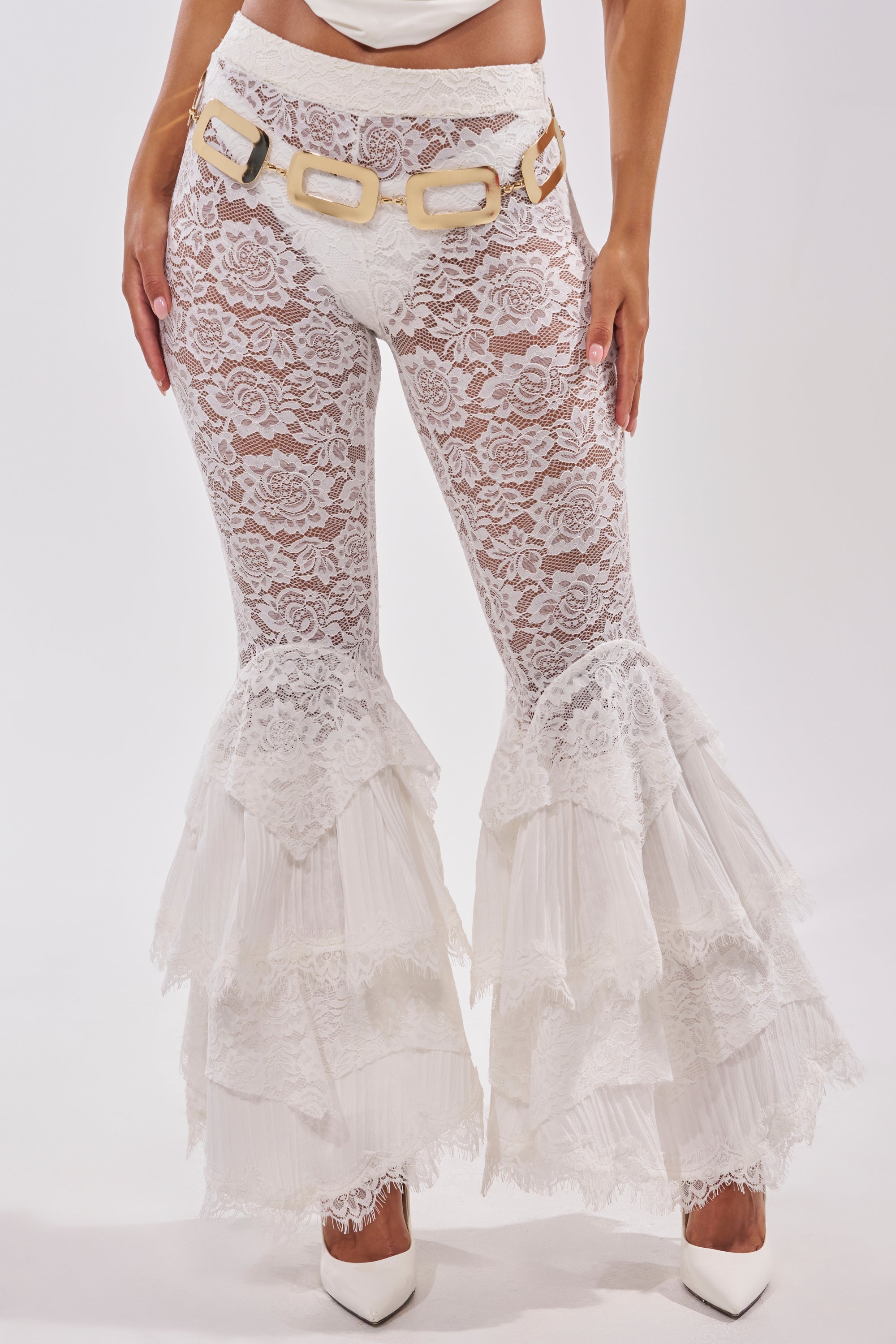 COACHELLA LACE RUFFLE PANTS