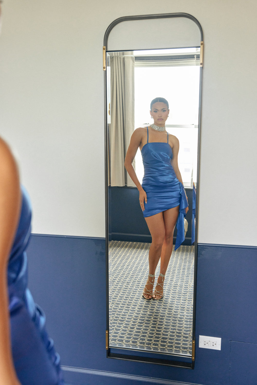 TWIRL ME TWICE SATIN MINI DRESS