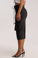 LIVI STRETCHY PINSTRIPE MIDI SKIRT