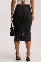 LIVI STRETCHY PINSTRIPE MIDI SKIRT