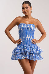 SUMMER OF LOVE SMOCKED EYELET STRAPLESS MINI DRESS