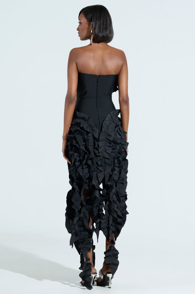 CITY LIGHTS RUFFLE MAXI DRESS