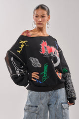 DEEP THOUGHTS OVERSIZED GRAPHIC SWEATSHIRT