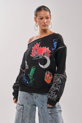 DEEP THOUGHTS OVERSIZED GRAPHIC SWEATSHIRT