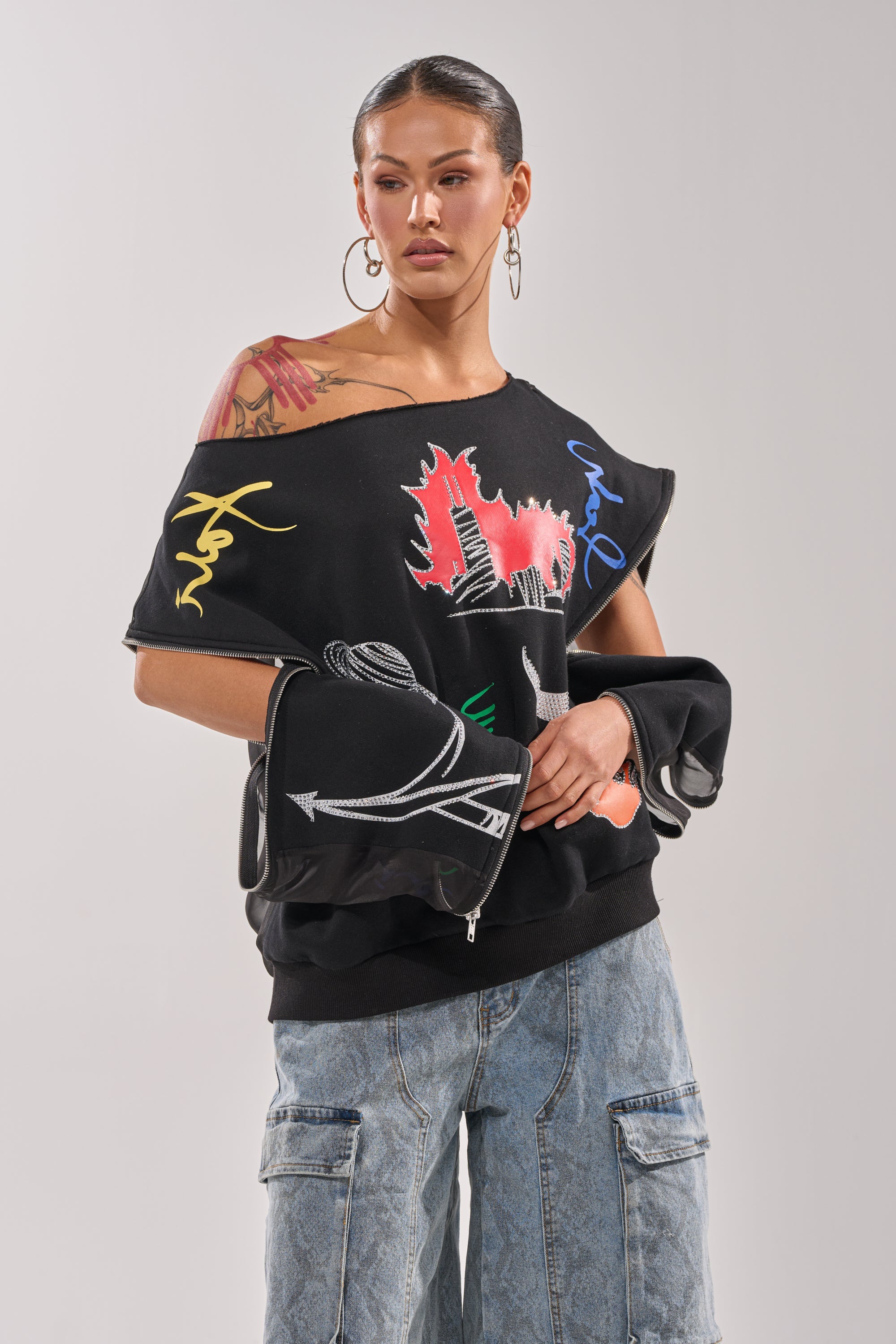 DEEP THOUGHTS OVERSIZED GRAPHIC SWEATSHIRT
