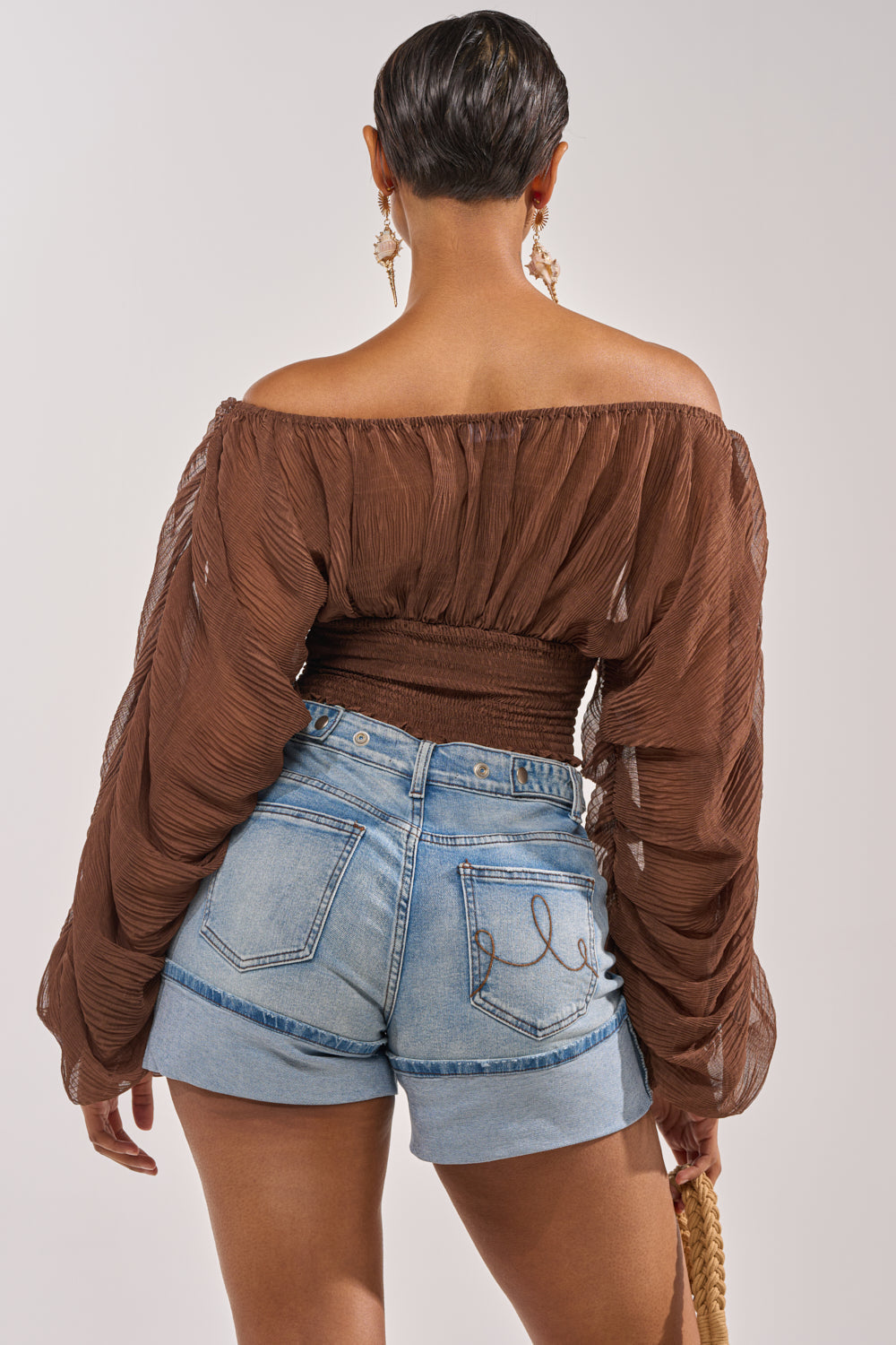DIVINE RIGHT LONG SLEEVE BLOUSE IN BROWN