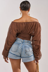 DIVINE RIGHT LONG SLEEVE BLOUSE IN BROWN