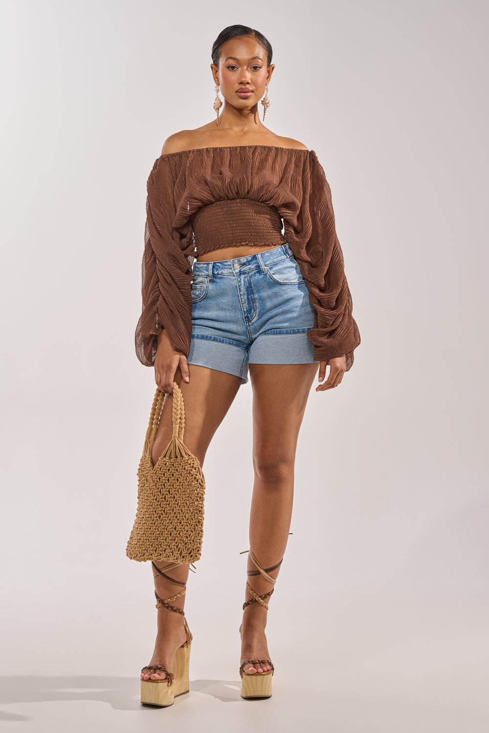 DIVINE RIGHT LONG SLEEVE BLOUSE IN BROWN