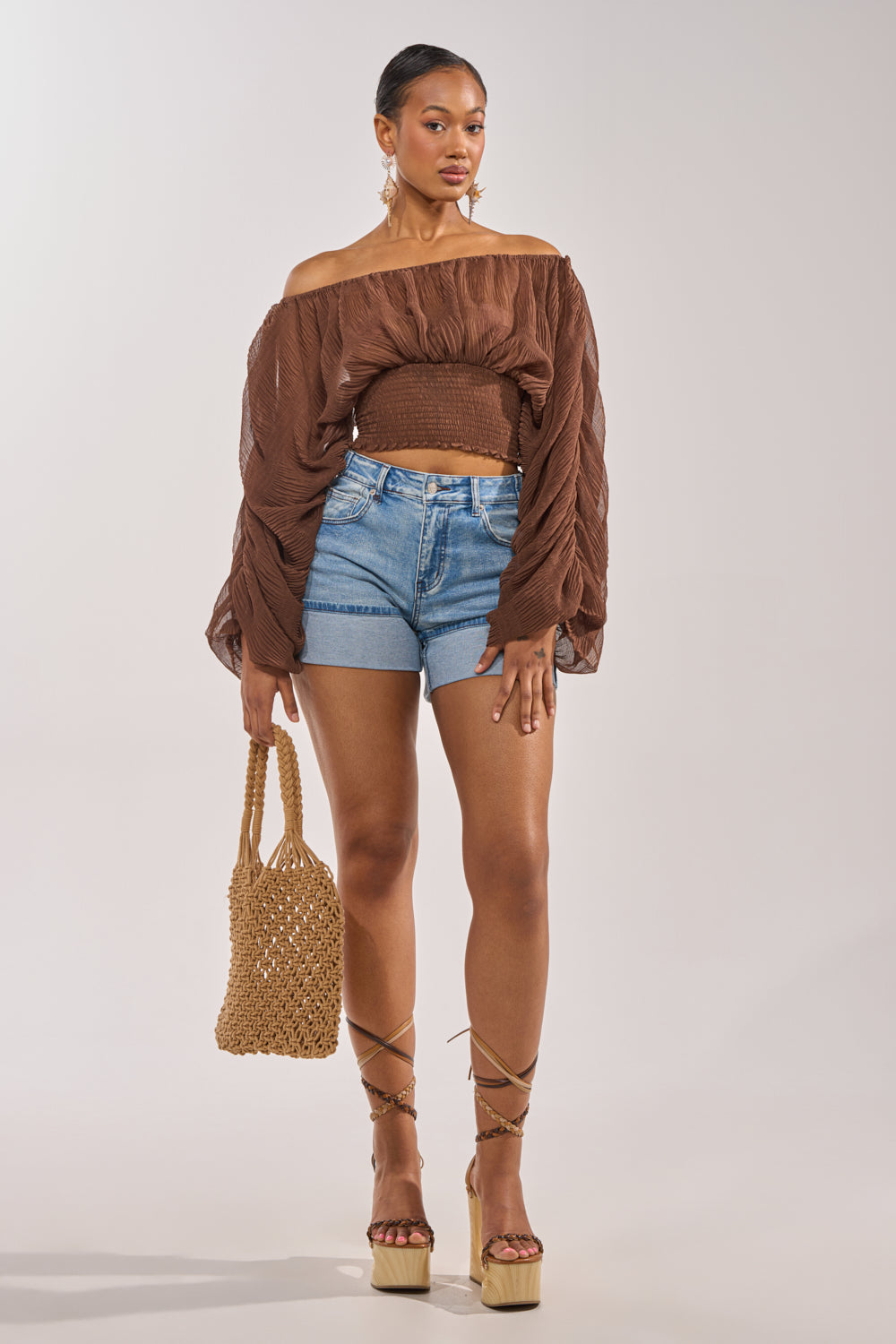 DIVINE RIGHT LONG SLEEVE BLOUSE IN BROWN