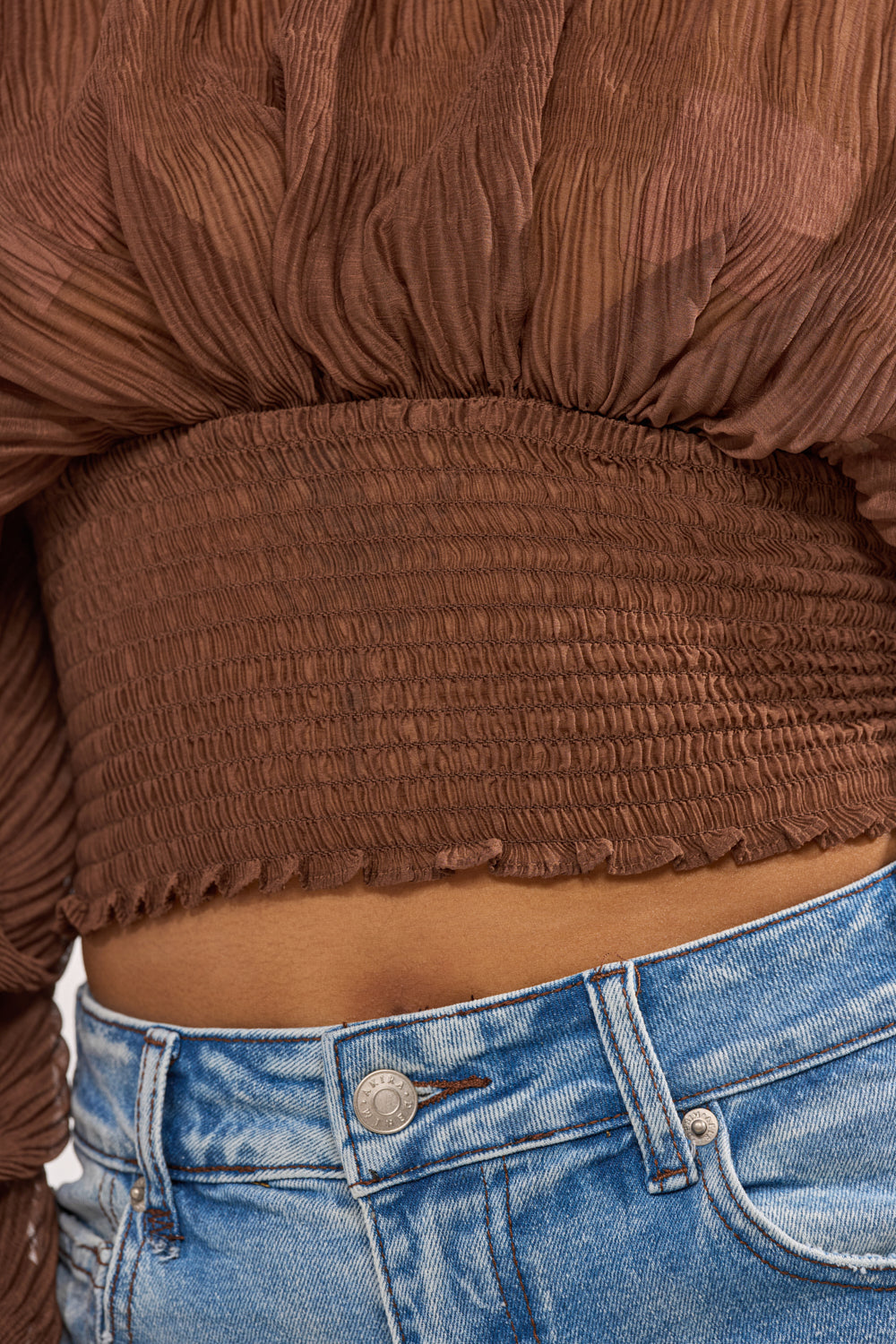 DIVINE RIGHT LONG SLEEVE BLOUSE IN BROWN