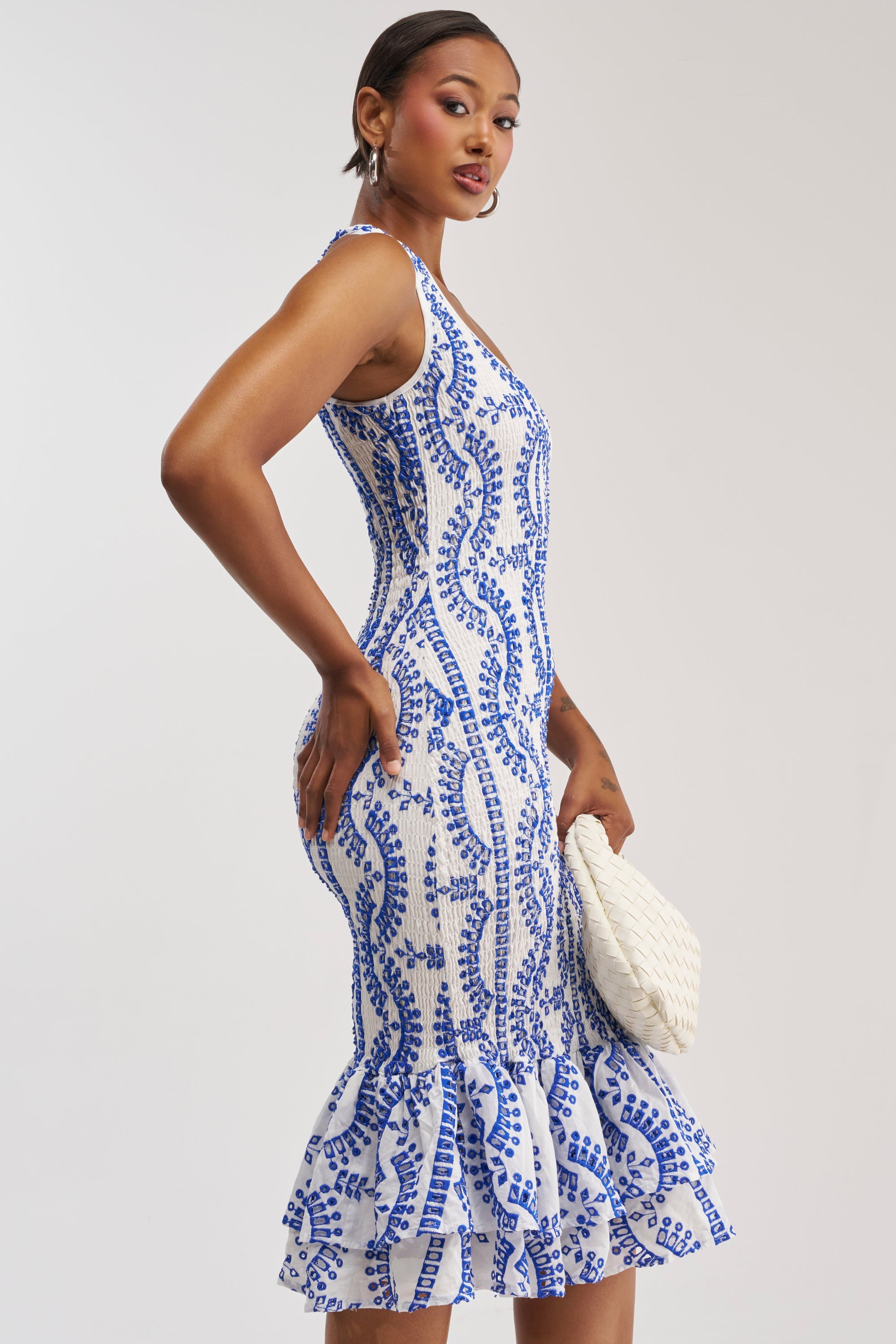 SUMMER OF LOVE SMOCKED EYELET MAXI DRESS