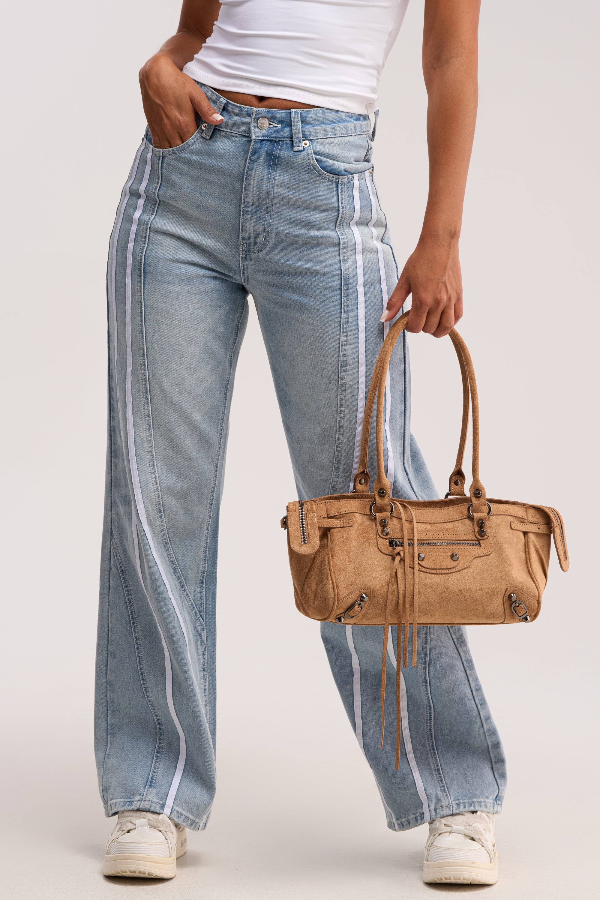 SHE IS A RUNNER DENIM TRACK PANT
