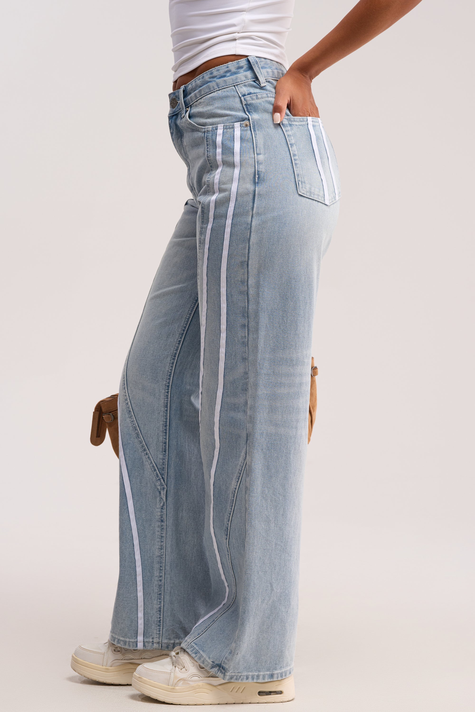 SHE IS A RUNNER DENIM TRACK PANT