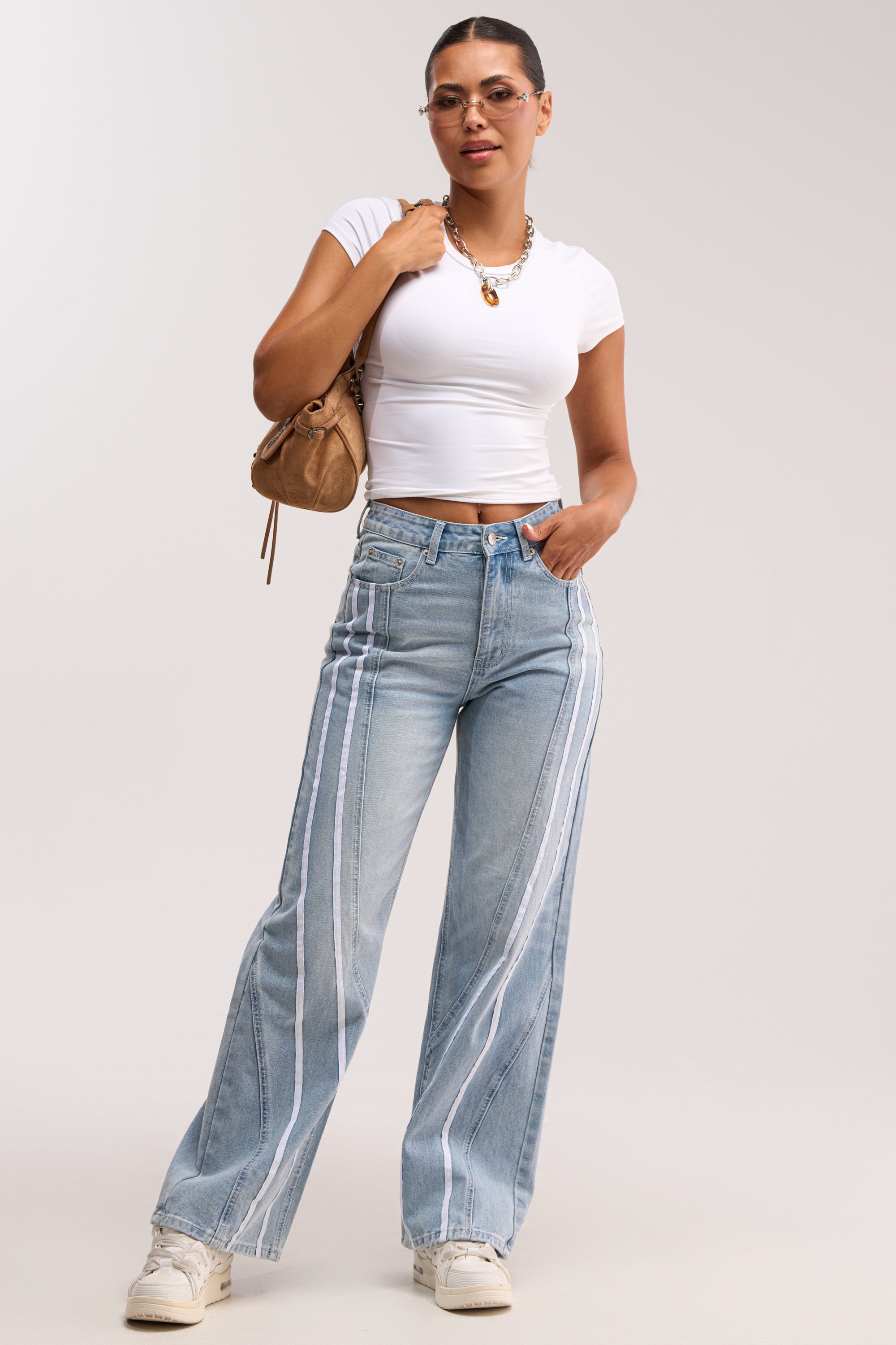 SHE IS A RUNNER DENIM TRACK PANT