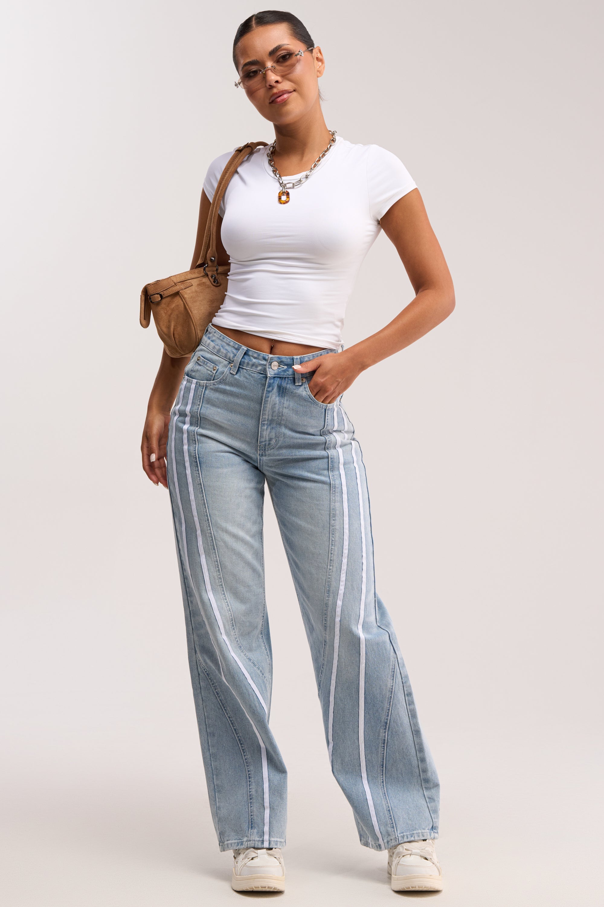SHE IS A RUNNER DENIM TRACK PANT