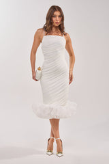 NATALIA CHIFFON RUFFLE MIDI DRESS
