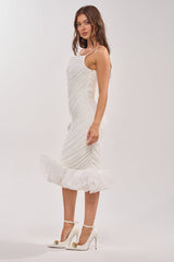 NATALIA CHIFFON RUFFLE MIDI DRESS