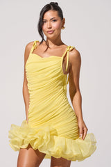 PRINCESS PEPLUM MINI DRESS IN YELLOW