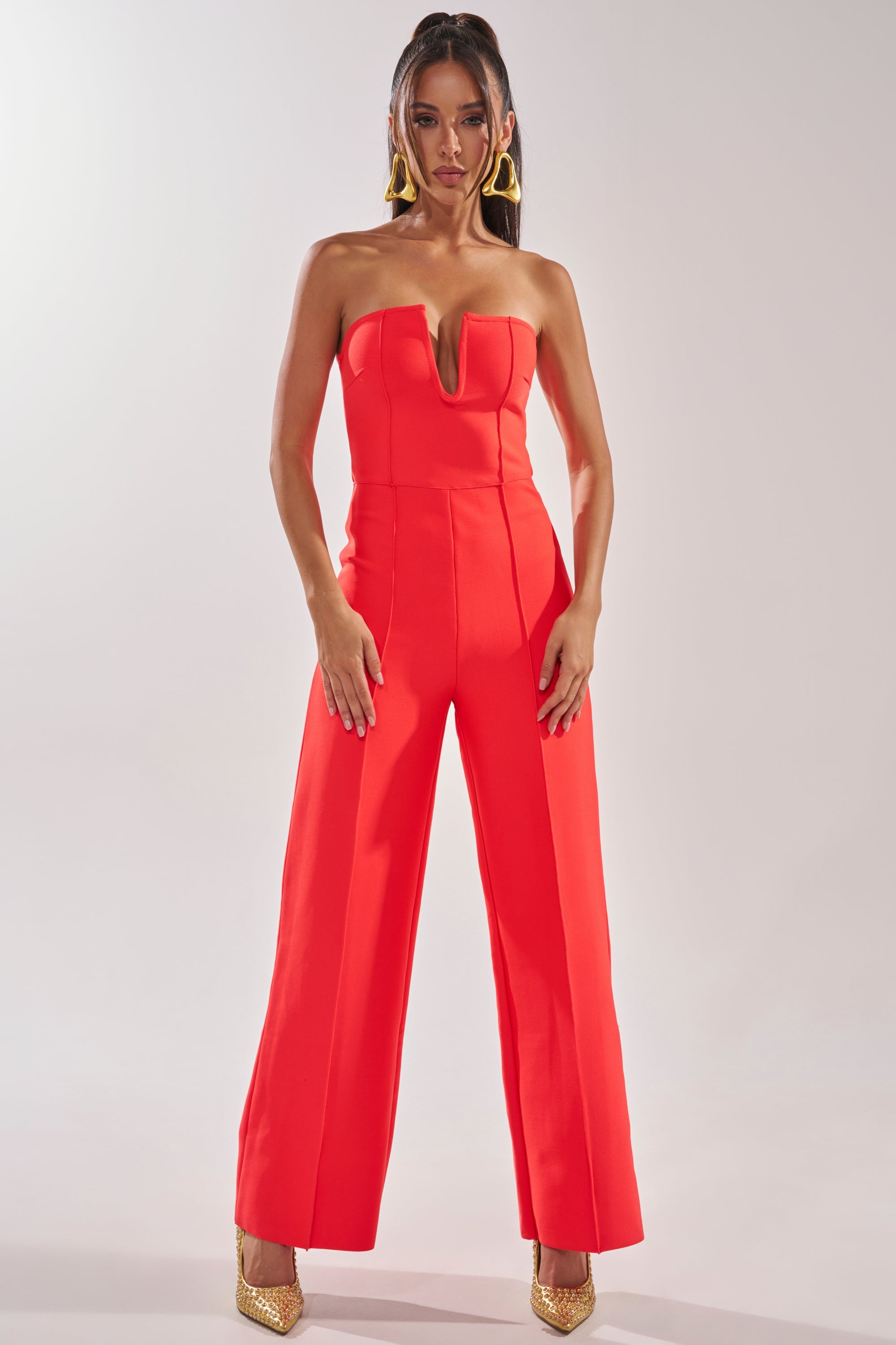 BOSS LADY JUMPSUIT IN RED
