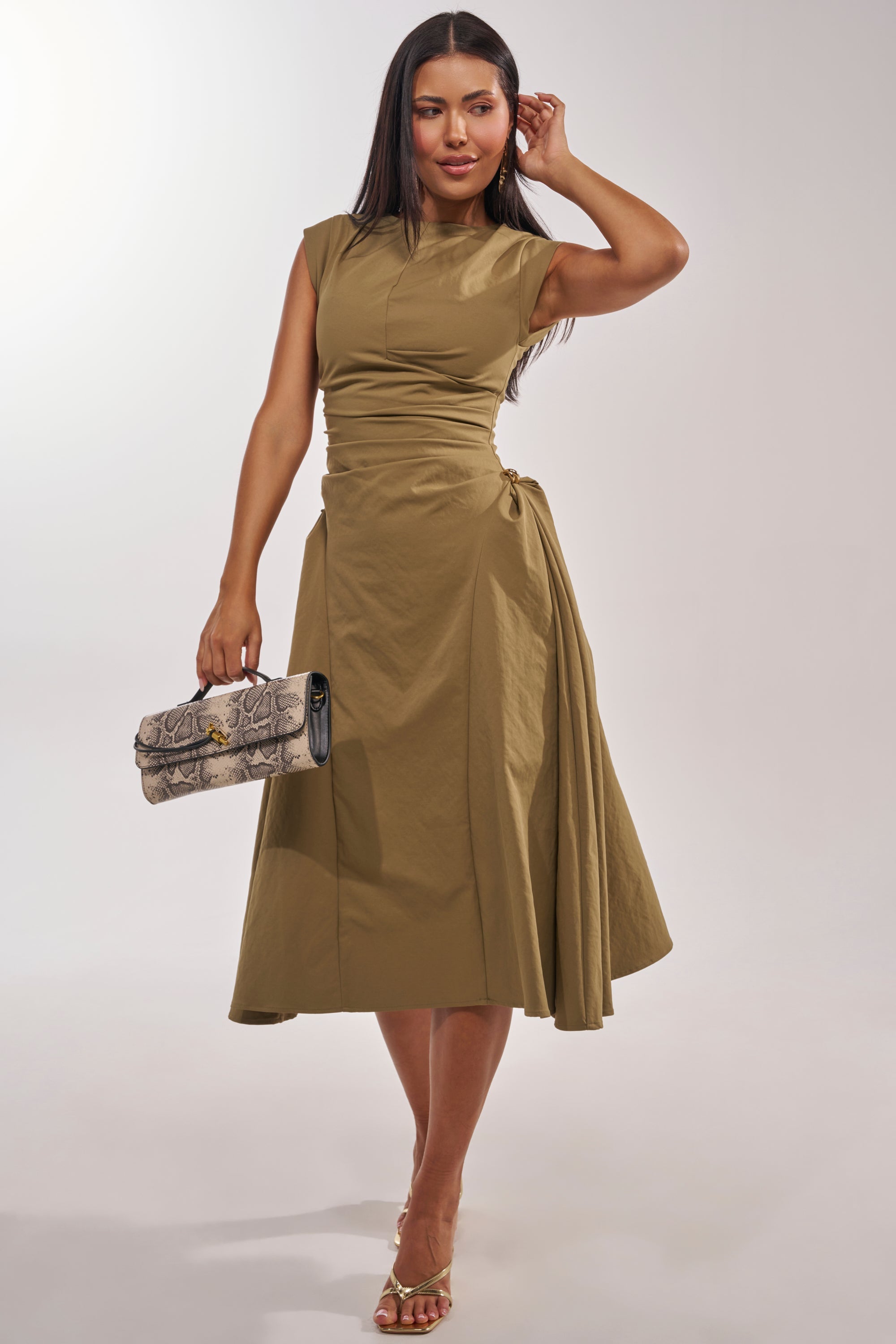 IT'S MY TIME MIDI DRESS IN OLIVE