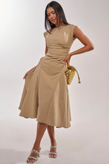 IT'S MY TIME MIDI DRESS IN KHAKI