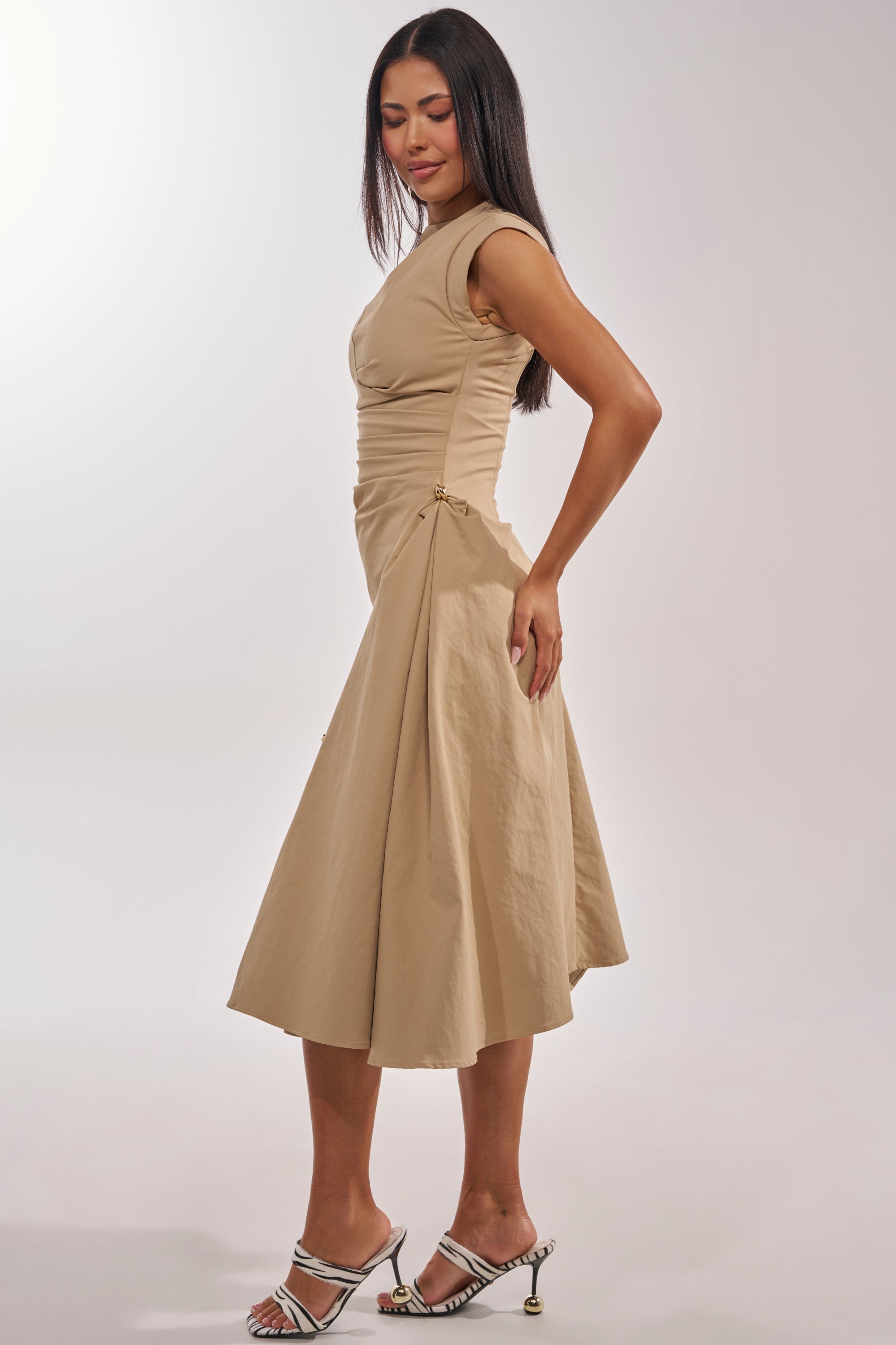 IT'S MY TIME MIDI DRESS IN KHAKI