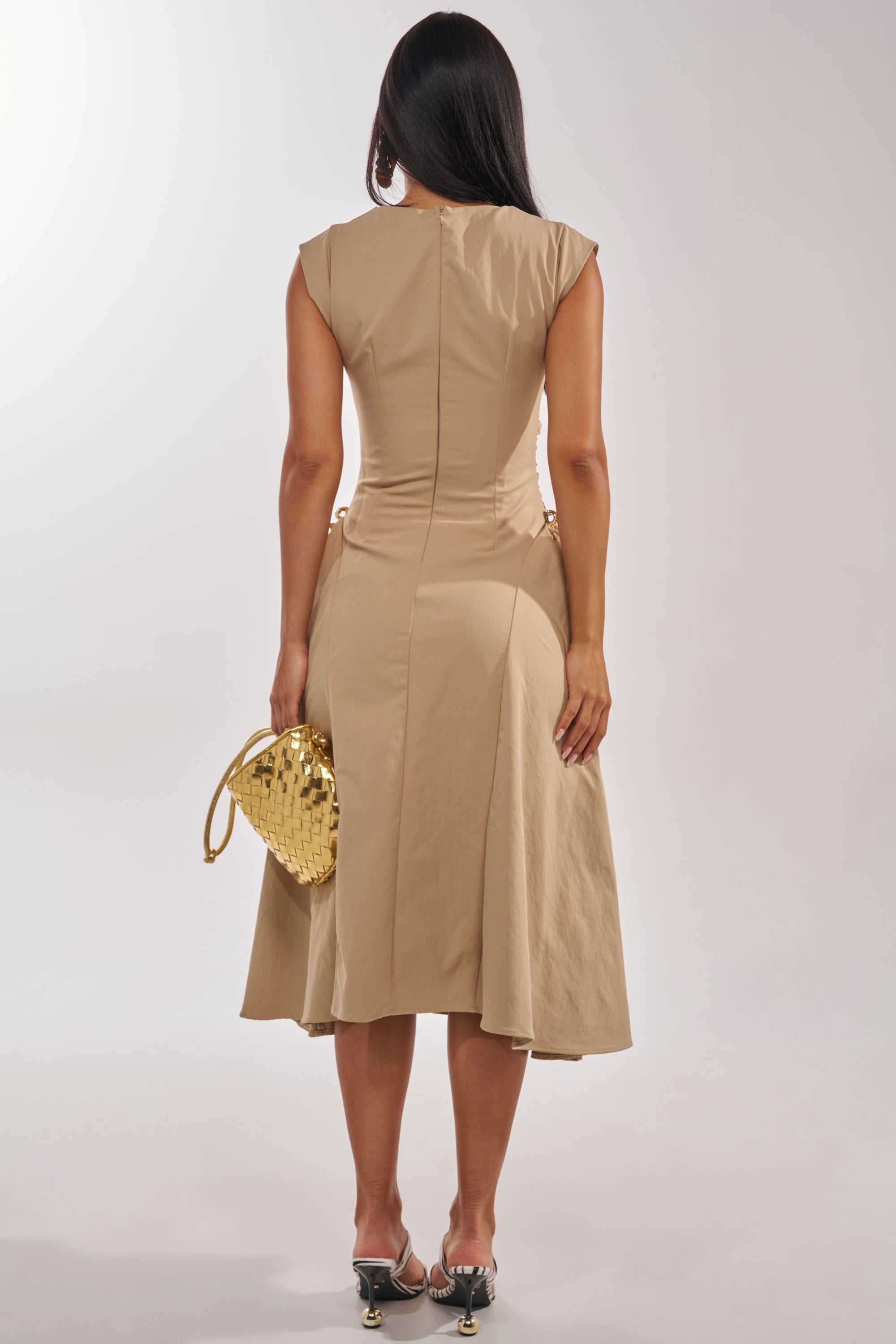 IT'S MY TIME MIDI DRESS IN KHAKI