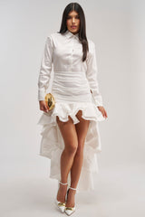 BACK TO WERK POPLIN MAXI DRESS IN WHITE