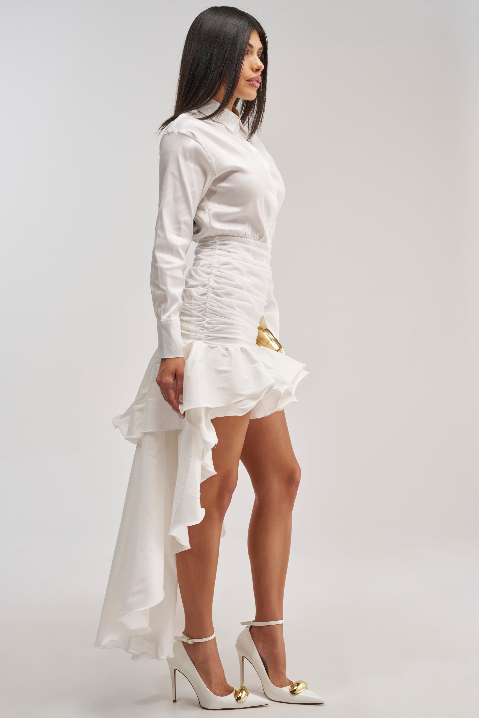 BACK TO WERK POPLIN MAXI DRESS IN WHITE