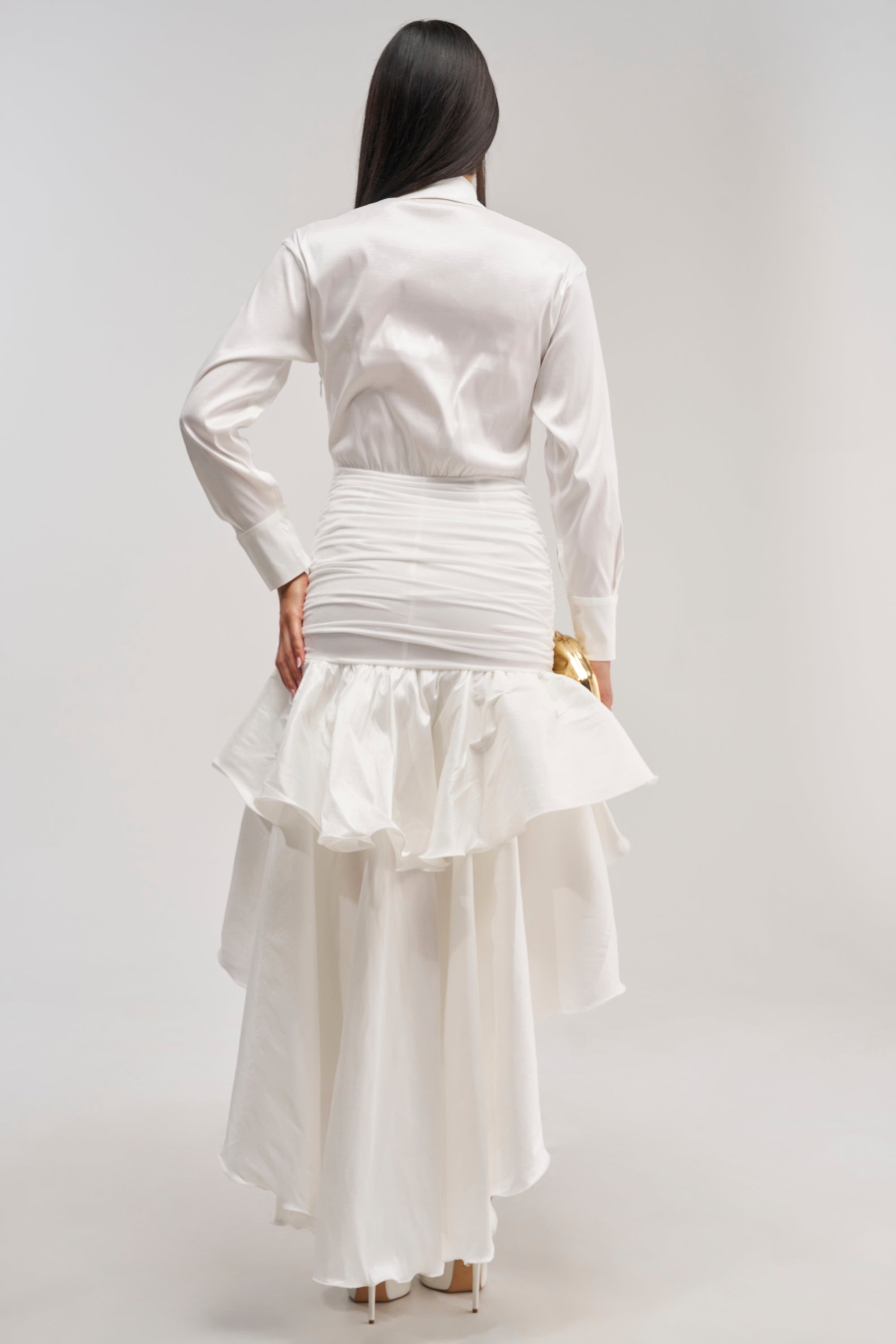 BACK TO WERK POPLIN MAXI DRESS IN WHITE