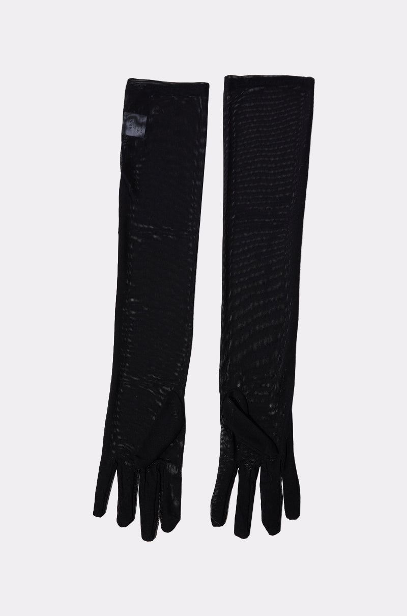 MESH LONG EVENING GLOVE IN BLACK