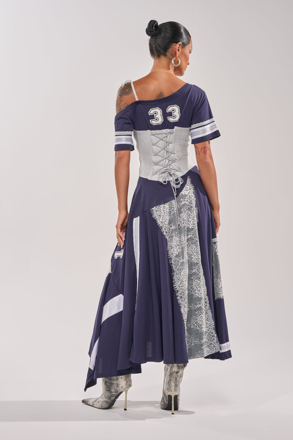 BOX SUITE LACE JERSEY MAXI DRESS