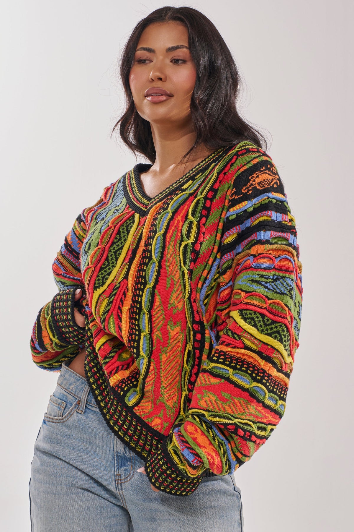 COSMIC WEAVE V-NECK SWEATER