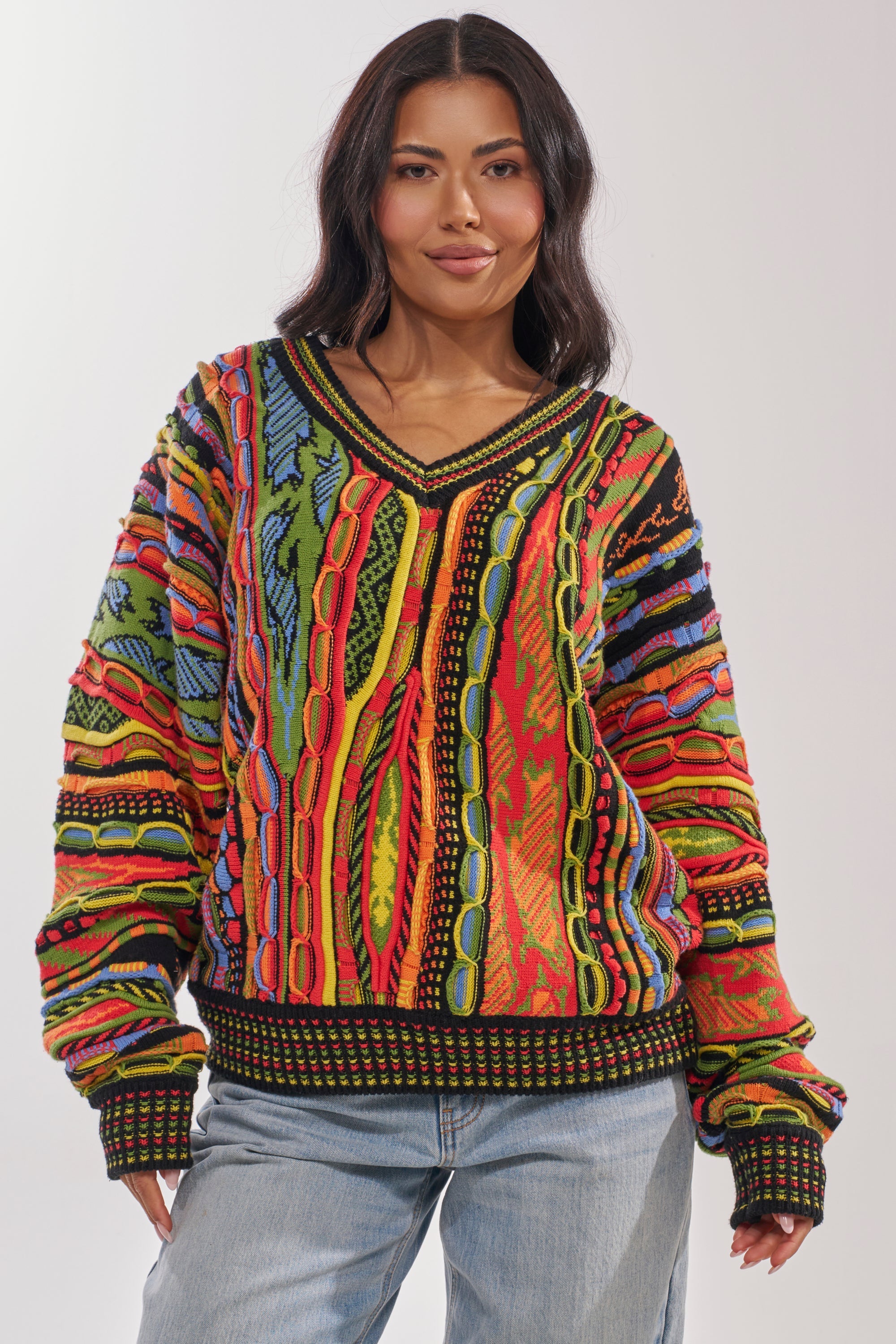 COSMIC WEAVE V-NECK SWEATER