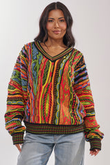COSMIC WEAVE V-NECK SWEATER