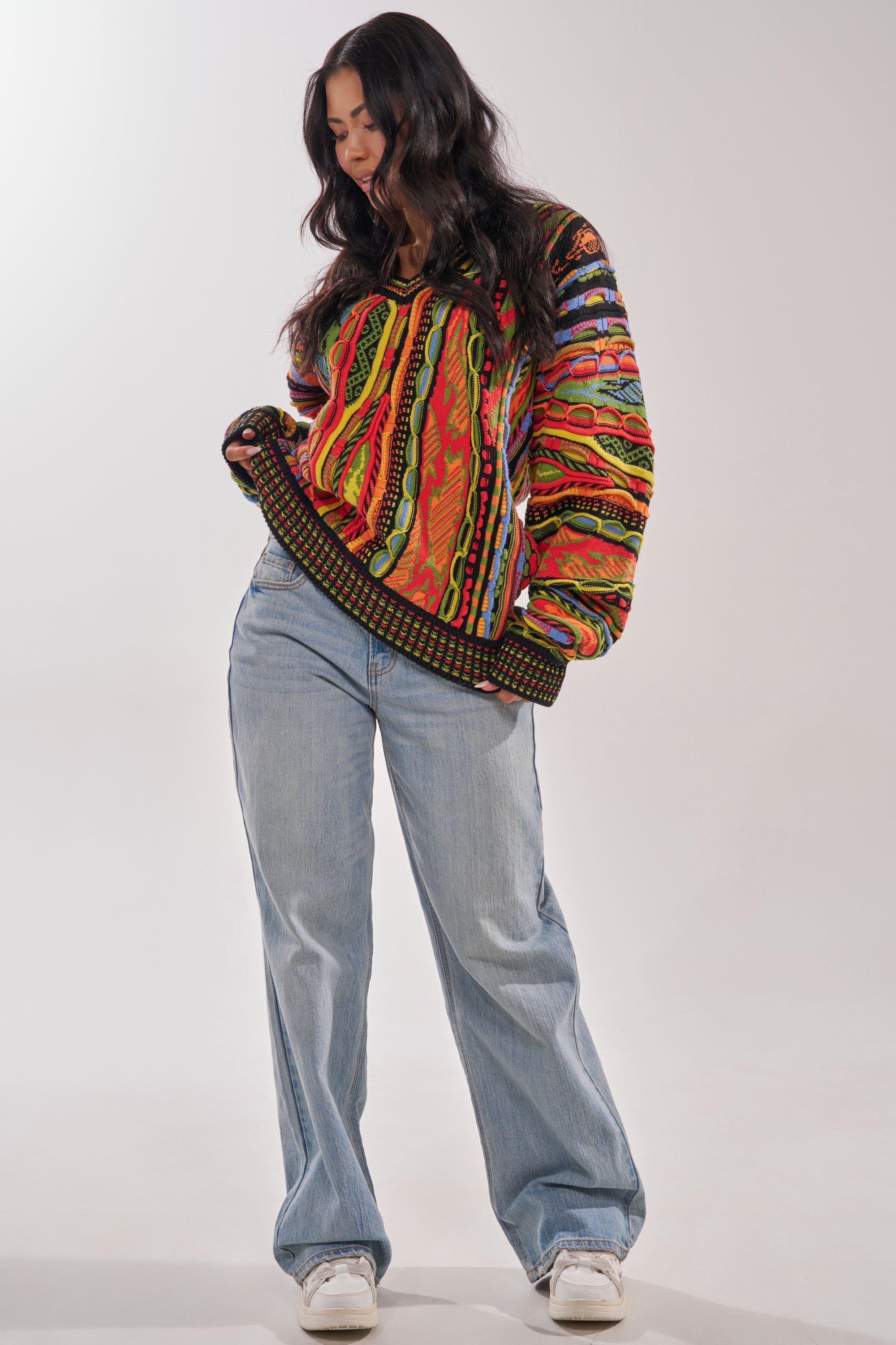 COSMIC WEAVE V-NECK SWEATER
