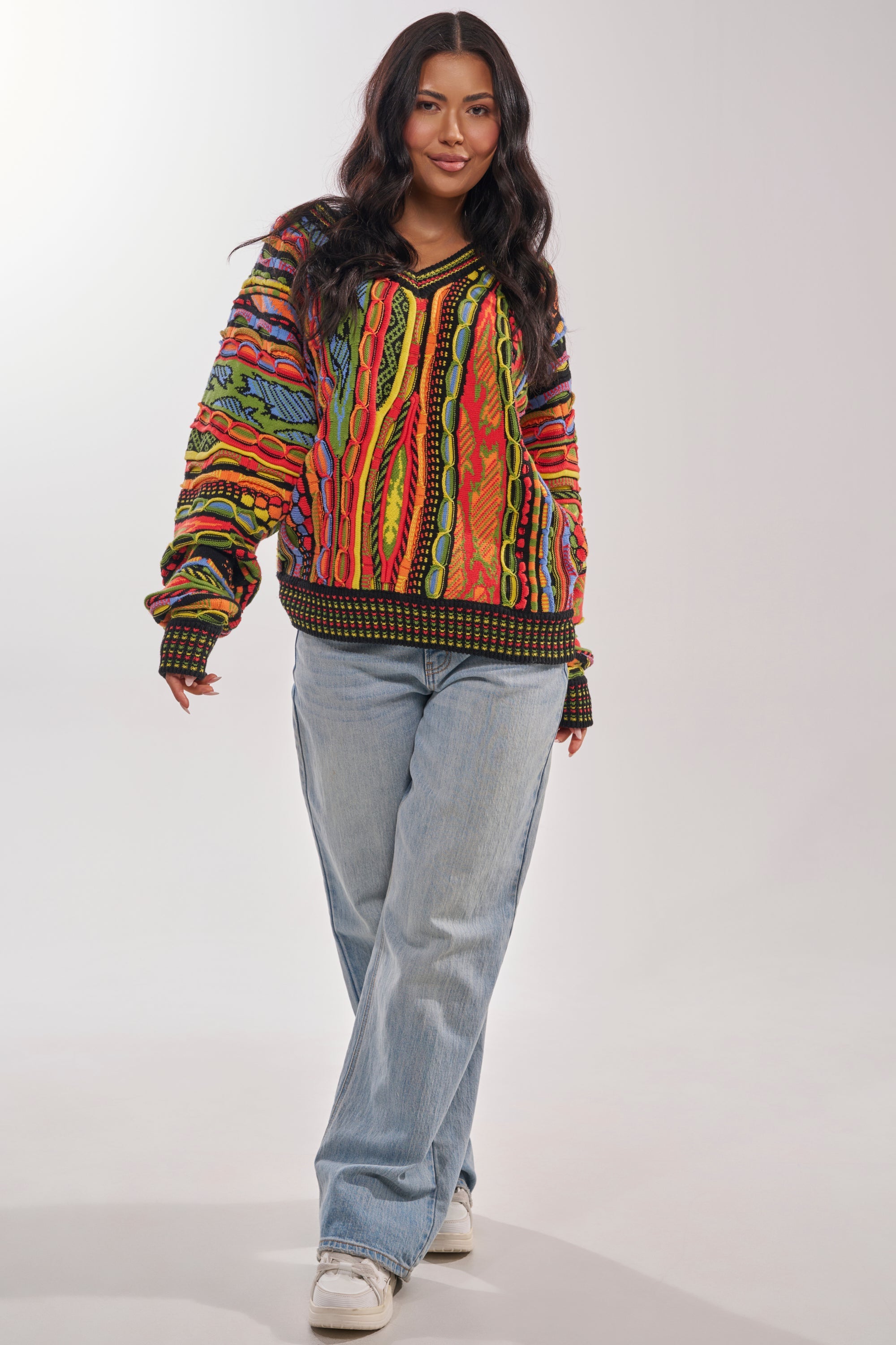 COSMIC WEAVE V-NECK SWEATER