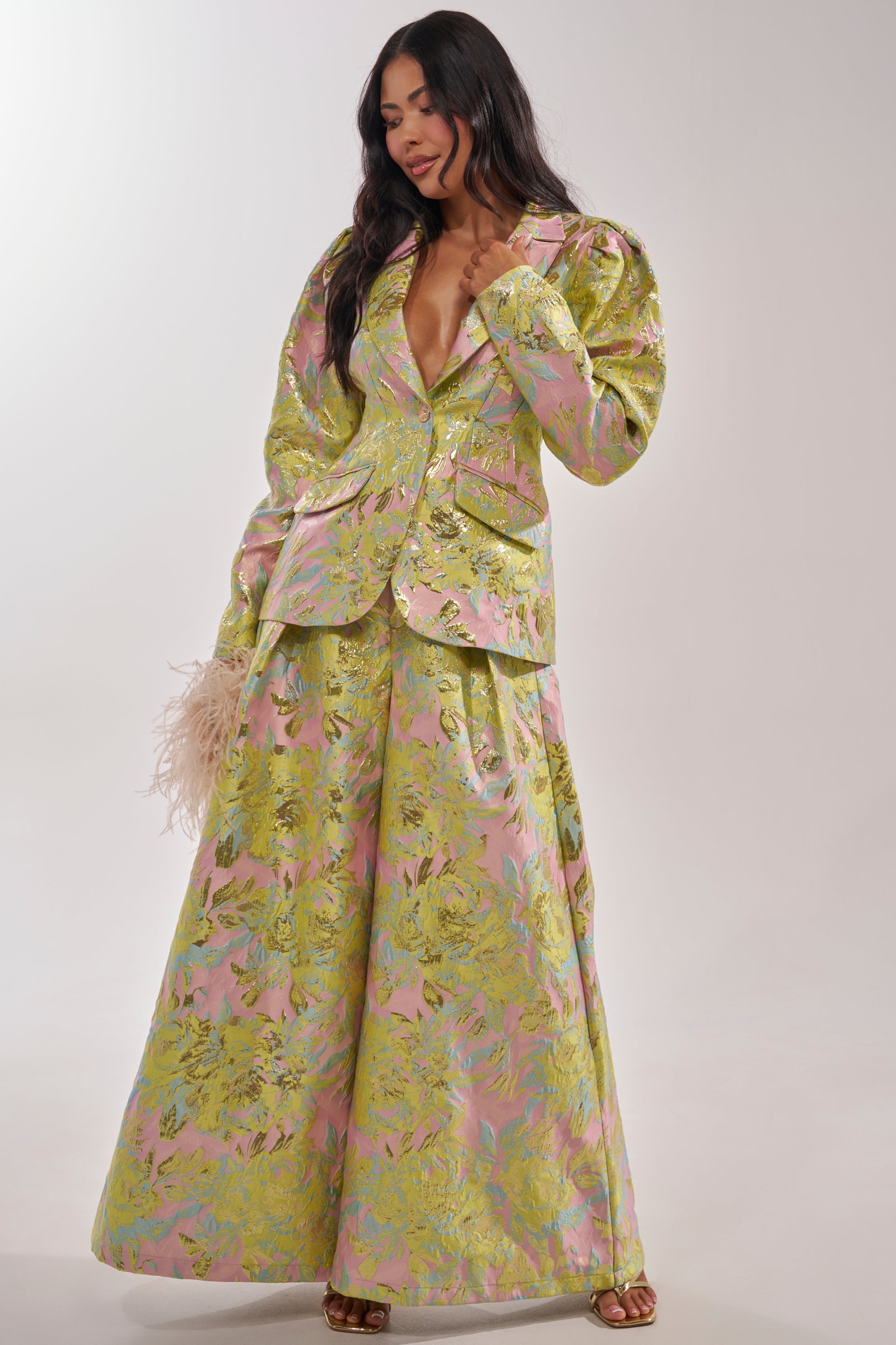 LUCY BROCADE WIDE LEG PANT