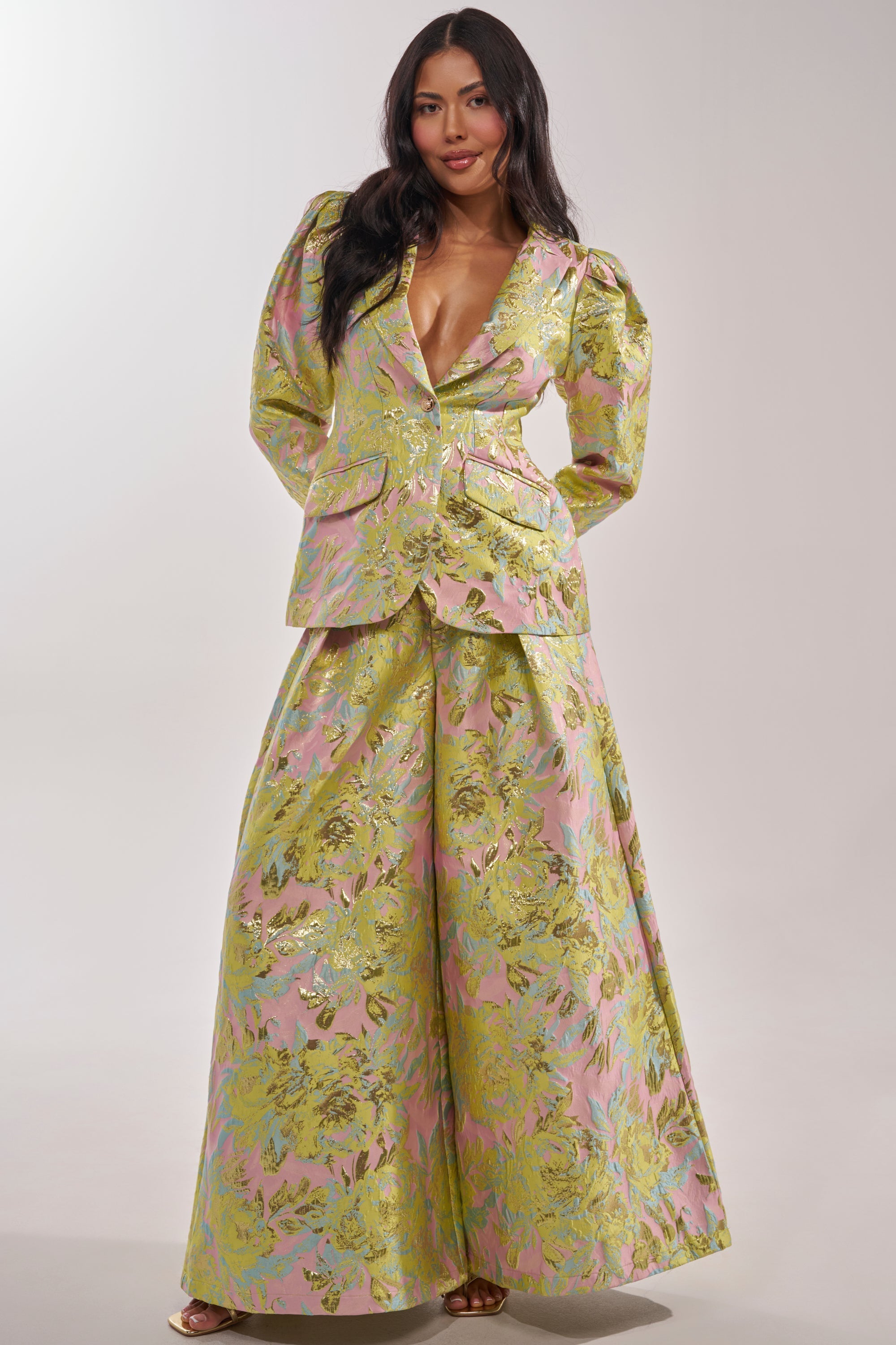 LUCY BROCADE WIDE LEG PANT