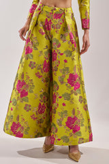 BUY MYSELF FLOWERS BROCADE TROUSER IN LIME