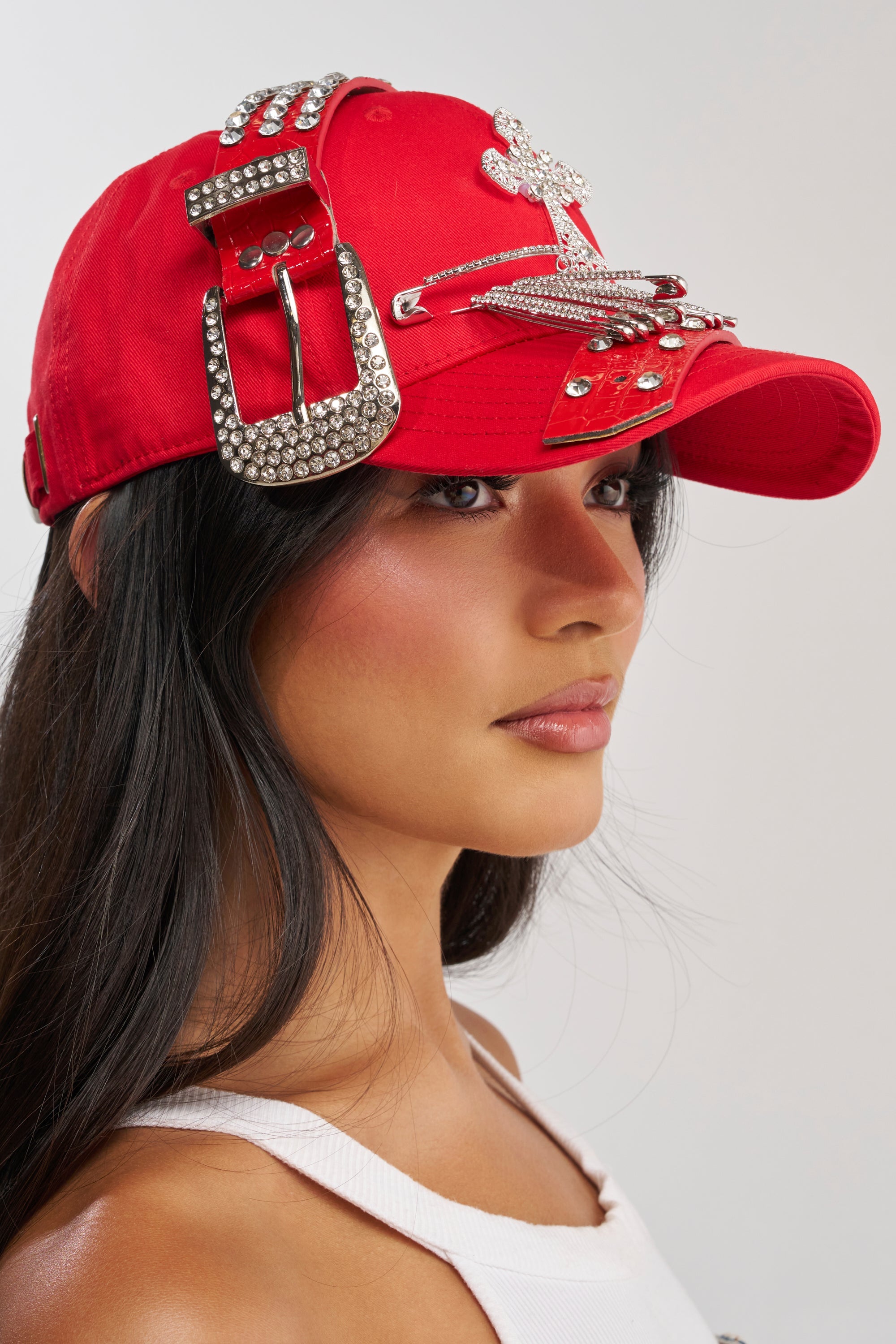 BUCKLE UP EMBELLISHED BASEBALL HAT
