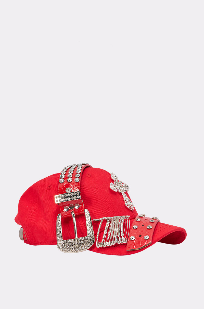BUCKLE UP EMBELLISHED BASEBALL HAT
