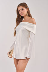 CLASSY YET SASSY LONG SLEEVE SATIN MINI DRESS