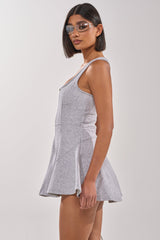 MATCH POINT MINI DRESS IN HEATHER GREY