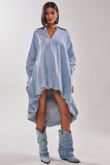 AMELIA DENIM HIGH-LOW DRESS