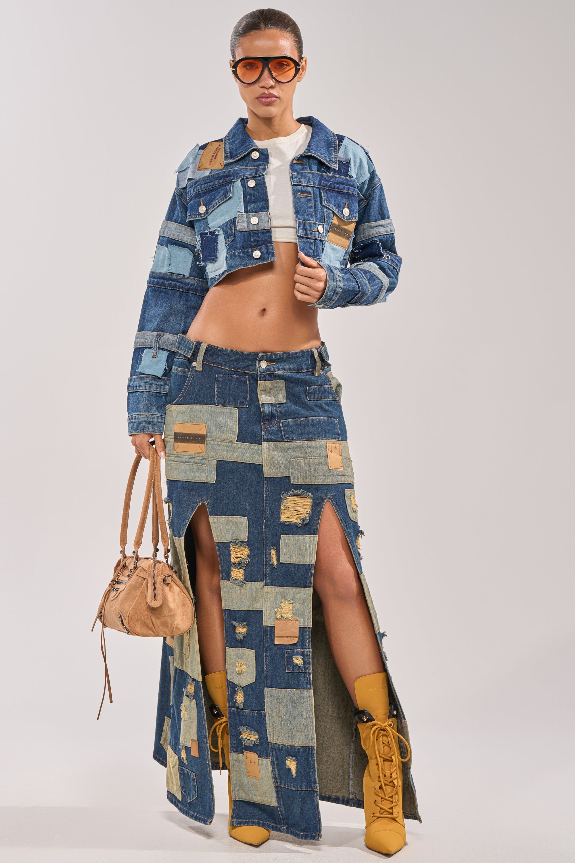 ACT UP PATCHWORK DENIM JACKET